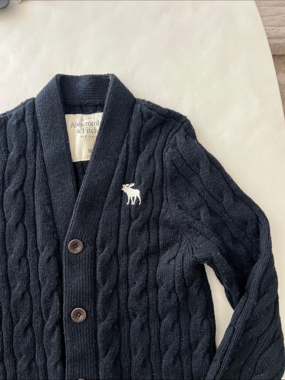 Abercrombie Vintage Wool Alpaca Thick Heavy Button Down Cardigan Sweater Navy M